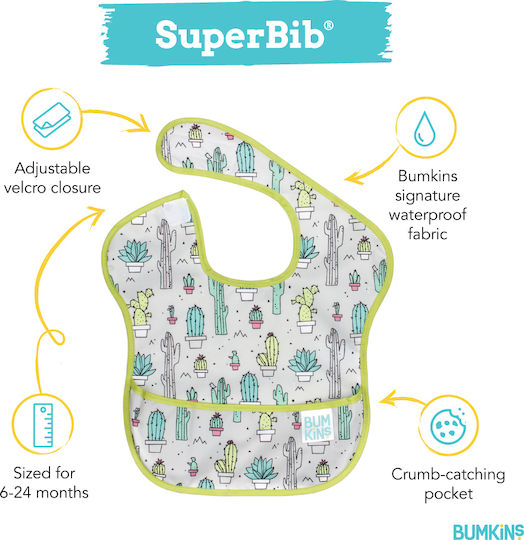 Bumkins Feed Me Bear, Wildlife & Outdoors Impermeabila Bavetă Plastic cu autocolant & Buzunar Multicoloră pentru 6 m+ 3buc