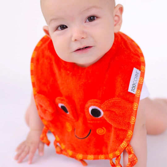 Zoocchini Charlie the Crab Bib Fabric with Hoop & Loop Fastener Orange for 6 m+
