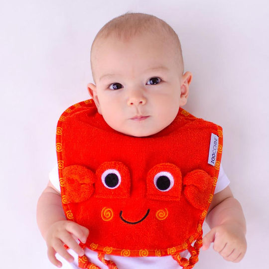 Zoocchini Charlie the Crab Bib Fabric with Hoop & Loop Fastener Orange for 6 m+