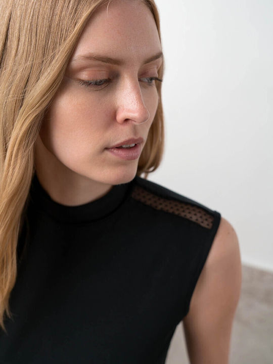 Ärmellos Schwarz Damen T-Shirt