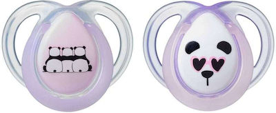 Tommee Tippee Orthodontic Pacifiers Silicone Anytime Soother Panda Purple for 0-6 months 2pcs