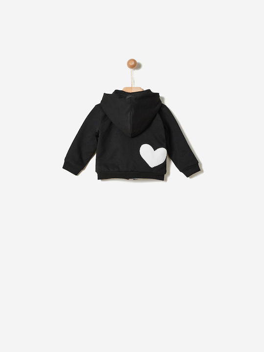 Yell Oh! Girls Hooded Sweatshirt with Buttons Black