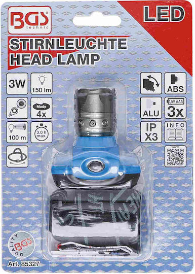 BGS Technic Stirnlampe LED IPX3 mit maximaler Helligkeit 150lm