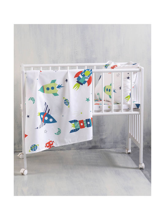 Rythmos Astronio Set Baby Bettwäsche Für Krippe Baumwolle Weiß 120x160cm 3Stück 201-904-2323