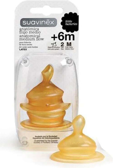 Suavinex Rubber Baby Bottle Teats Medium Flow for 6+ months 2pcs