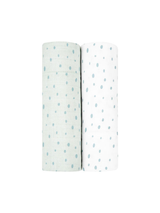 Kikka Boo Dots Piqué-Swaddle-Tücher in Blau Farbe 80x80cm. 2Stück