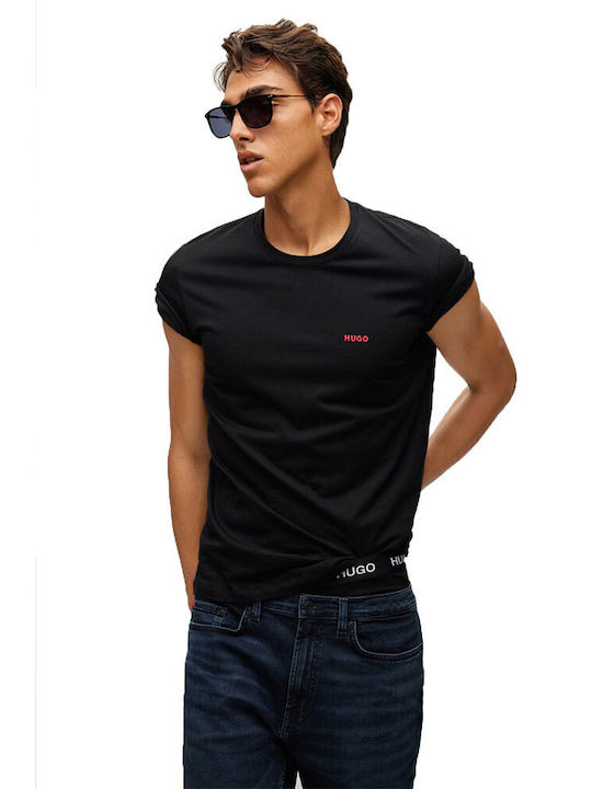 3τεμ. Ανδρικό T-shirt Μαύρο Μονόχρωμο