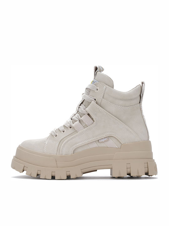 Buffalo Leder Damen Knöchelstiefel Beige