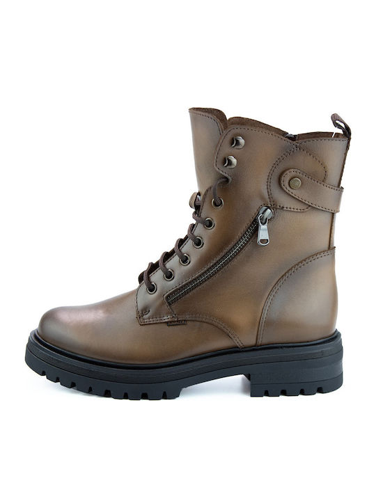 Leather Women's Ankle Boots Brown