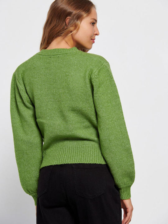 Funky Buddha Women's Long Sleeve Crop Sweater Green