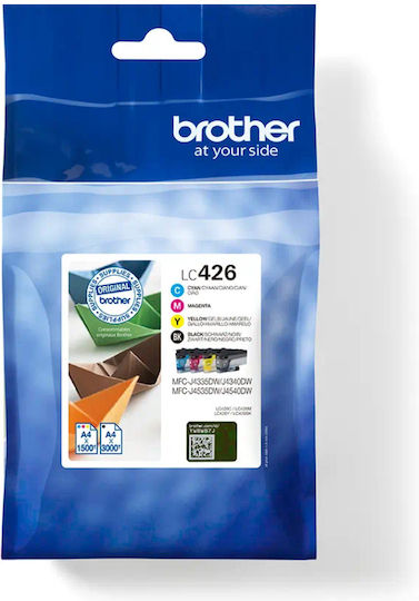 Brother LC426 Γνήσιο Πακέτο 4 Μελανιών Εκτυπωτή InkJet Κίτρινο / Κυανό / Ματζέντα / Μαύρο (LC-426VAL)