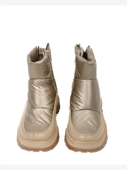 Leather Women's Ankle Boots Platform Gold