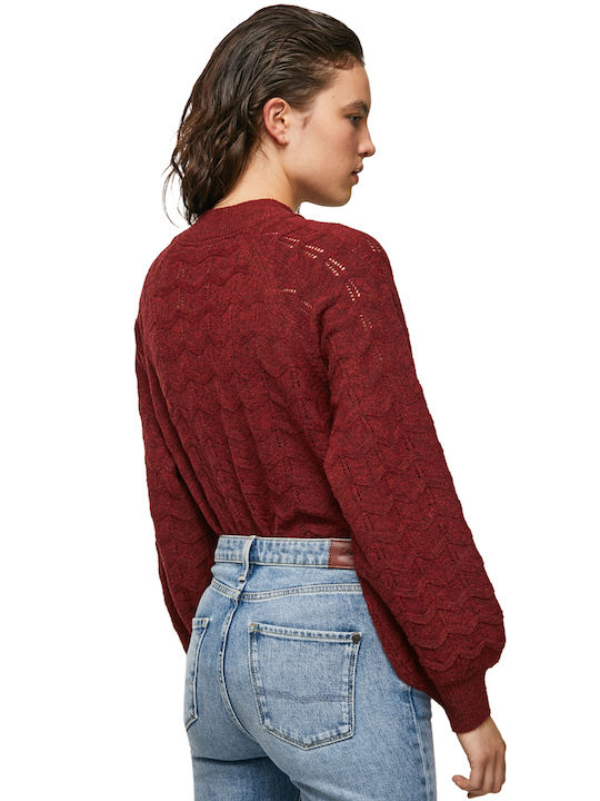 Pepe Jeans Women's Long Sleeve Sweater Burgundy
