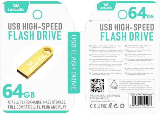Leewello 64GB USB 3.0 Stick Χρυσό