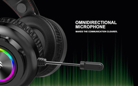 Havit H654d Over Ear Gaming Headset με σύνδεση USB