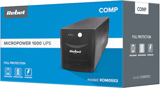 Rebel RB-4025 UPS Off-Line 1000VA 600W με 4 Schuko Πρίζες