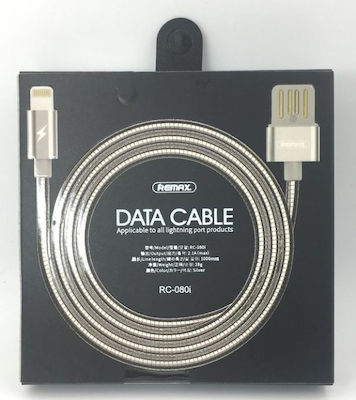 Remax RC-080i Stainless USB to Lightning Cable Ασημί 1m (01002DCR50CL)