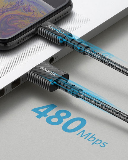 Anker Powerline Select+ Braided USB to Lightning Cable Μαύρο 1.8m (A8013H12)
