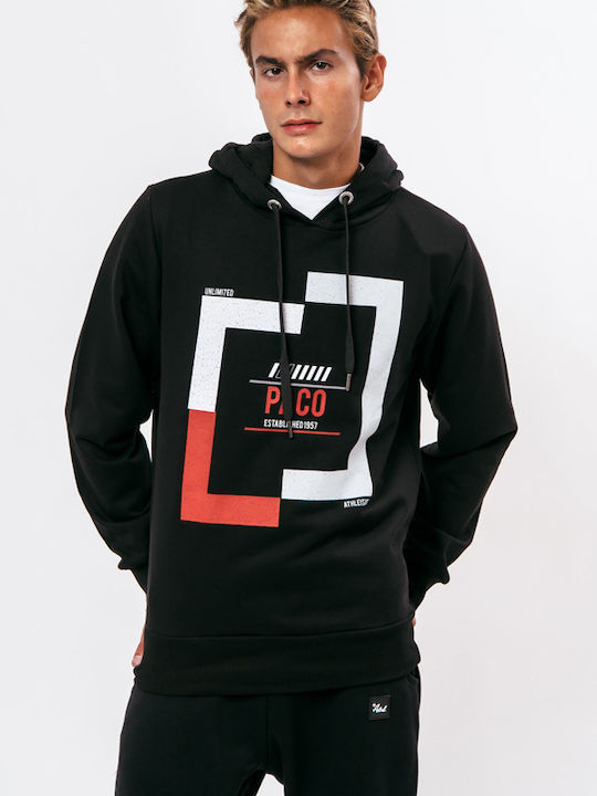 Paco & Co Men's Sweatshirt with Hood and Pockets Black