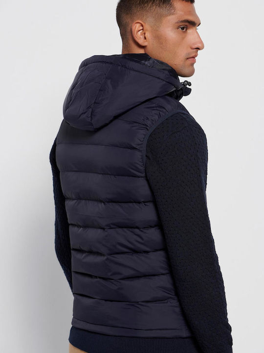 Funky Buddha Men's Sleeveless Puffer Jacket Navy Blue