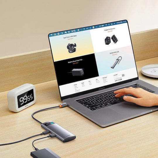 Baseus Metal Gleam Series 4-in-1 Hub 4 Ports USB 3.0 with USB-C Connection Gray