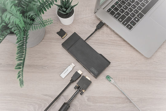 Digitus USB-A Docking Station με HDMI 4K Ethernet Γκρι (DA-70894)