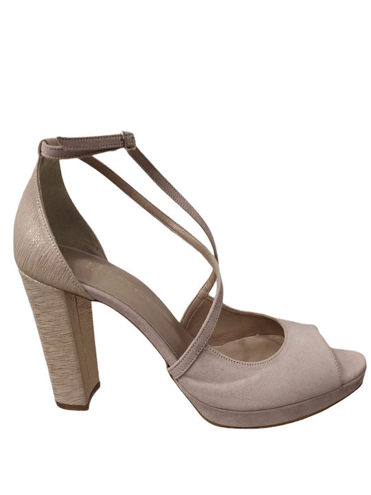 Ellen Leder Damen Sandalen in Beige Farbe