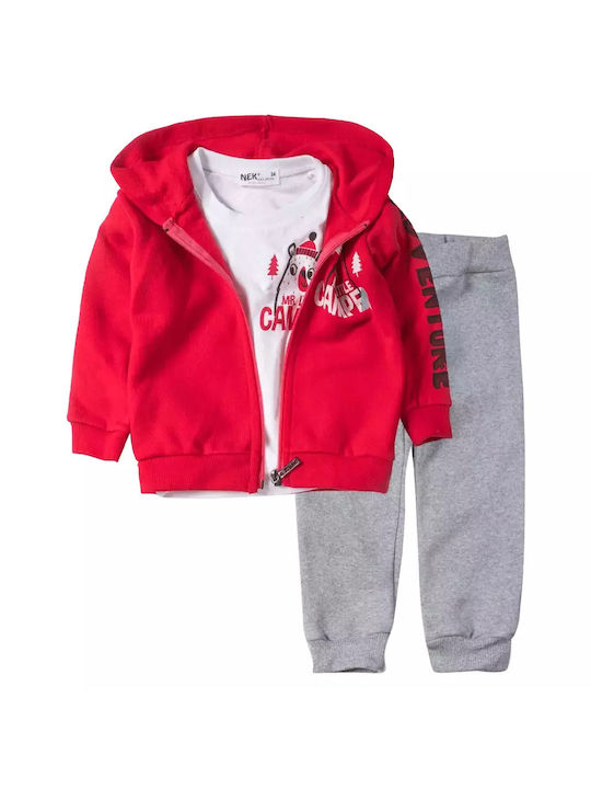 Nek Kids Wear Kinder Sweatpants Set - Jogginganzug Rot 3Stück