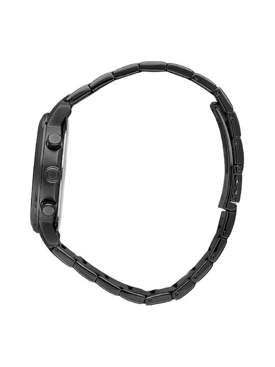 Trussardi Ανδρικό Ρολόι 44mm Χρονογράφος Μπαταρίας με Μαύρο Μεταλλικό Μπρασελέ