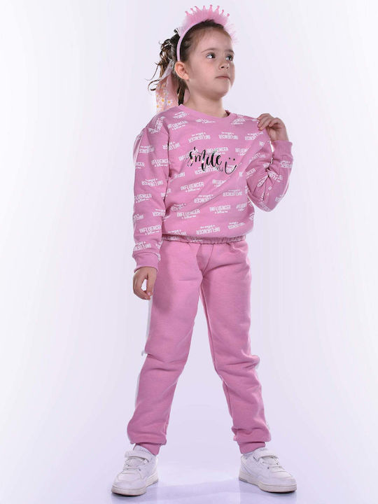 Nek Kids Wear Kids Sweatpants Set Pink 2pcs