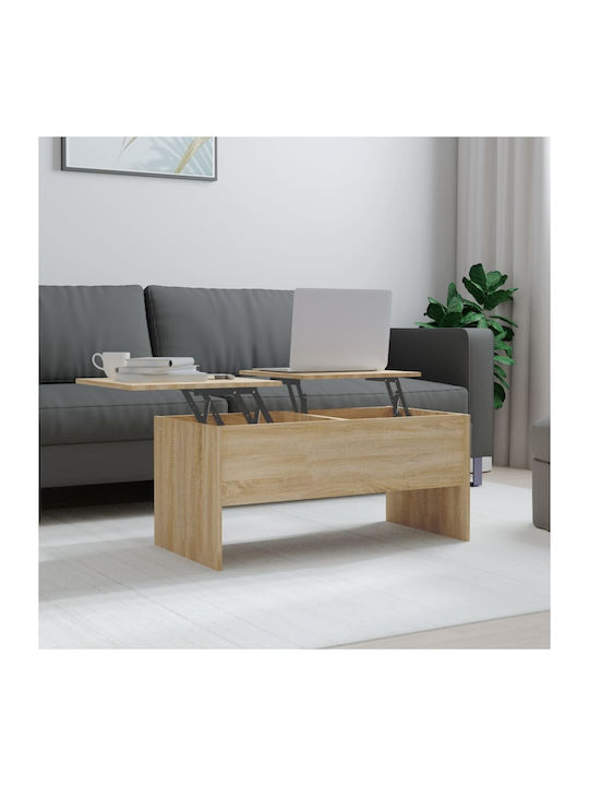 Rechteckig Couchtisch mit Servierkraft Sonoma Oak L102xB50.5xH46.5cm