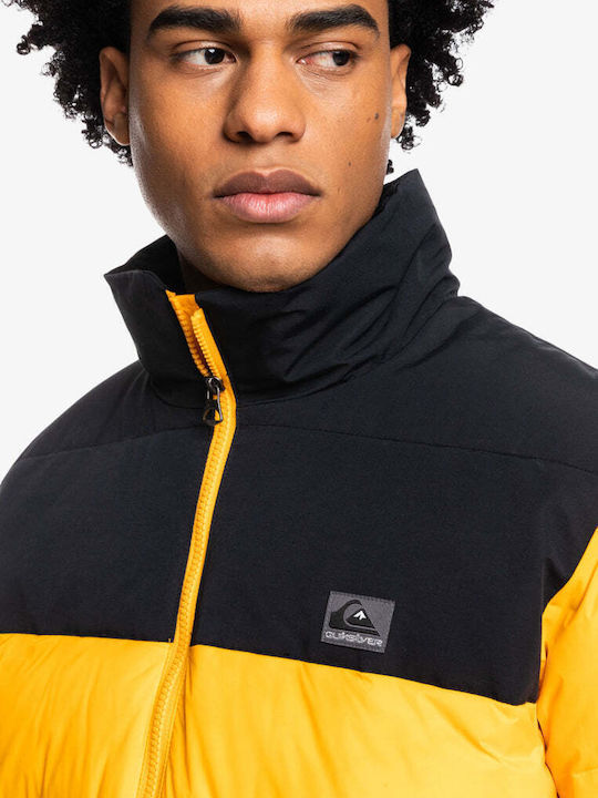 Wolf Shoulder Colourblock Winter Jacket Puffer Yellow