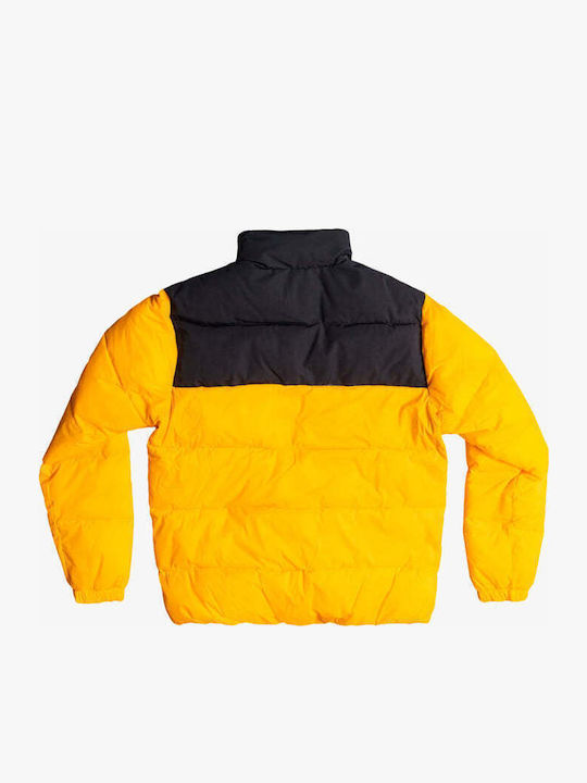 Wolf Shoulder Colourblock Winter Jacket Puffer Yellow