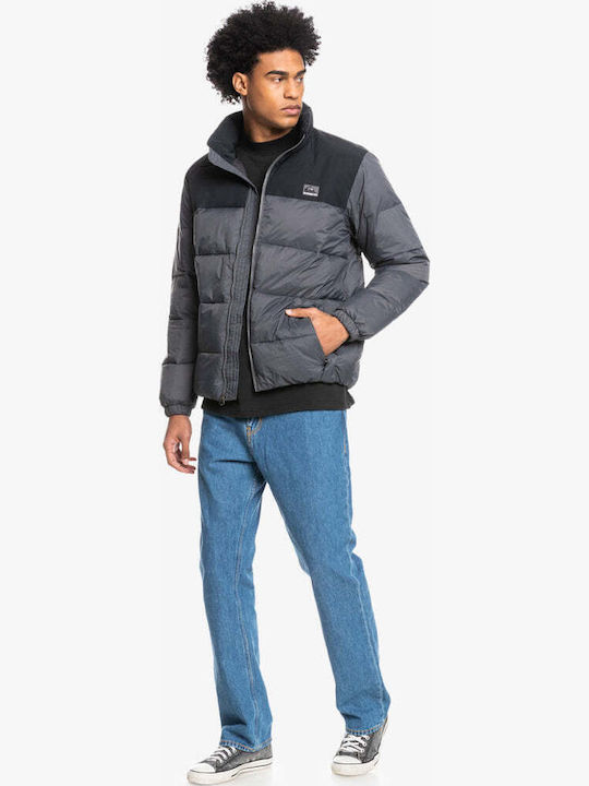 Wolf Shoulder Colourblock Winter Jacket Puffer Gray