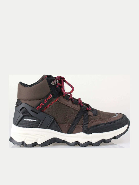 Kids Waterproof Leather Hiking Boots Brown