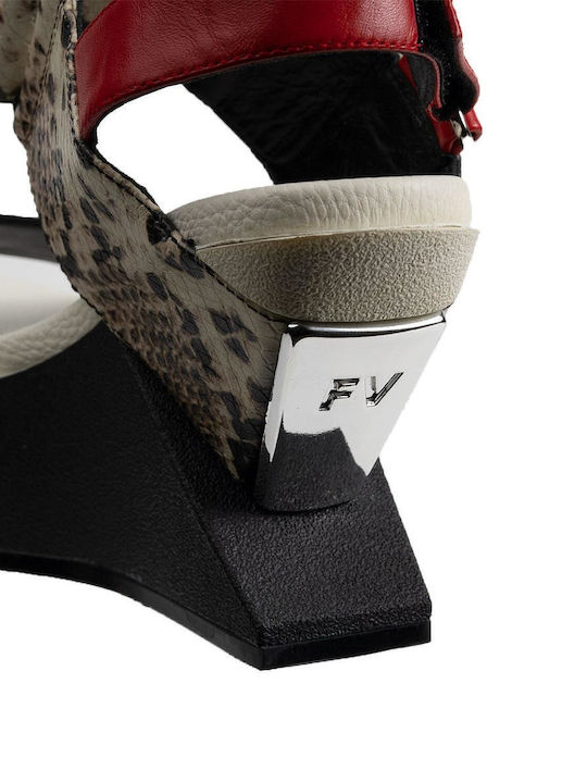 Elena Women's Leather Ankle Strap Platforms Black/White