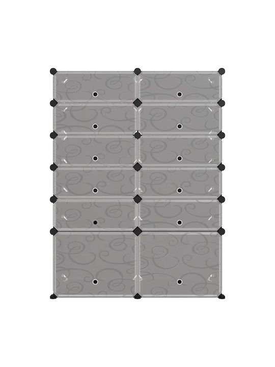 Plastic Shoe Organizer with 12 Shelves Black 94x37x125cm