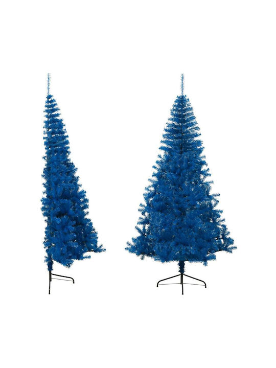 Τεχνητό Μισό Christmas Wall Blue Tree with Metallic Base H210cm