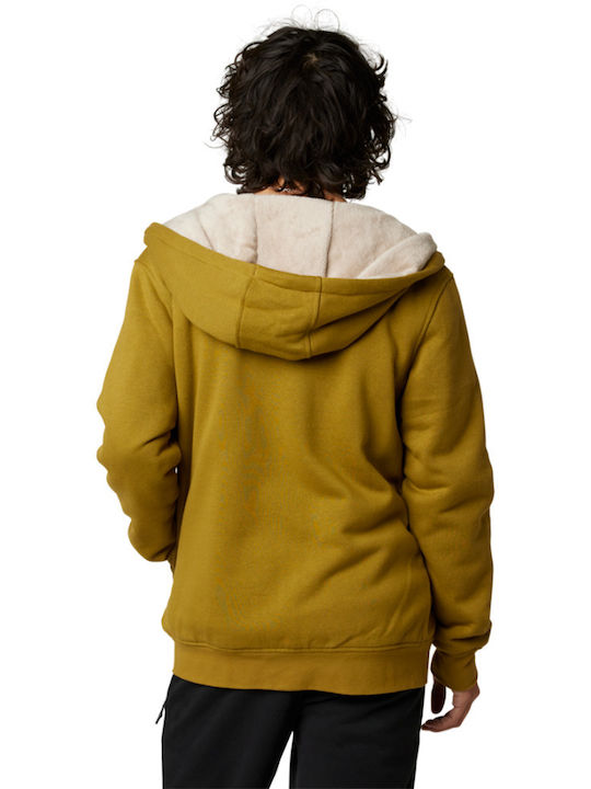 Fox Men's Sweatshirt with Hood and Pockets Yellow