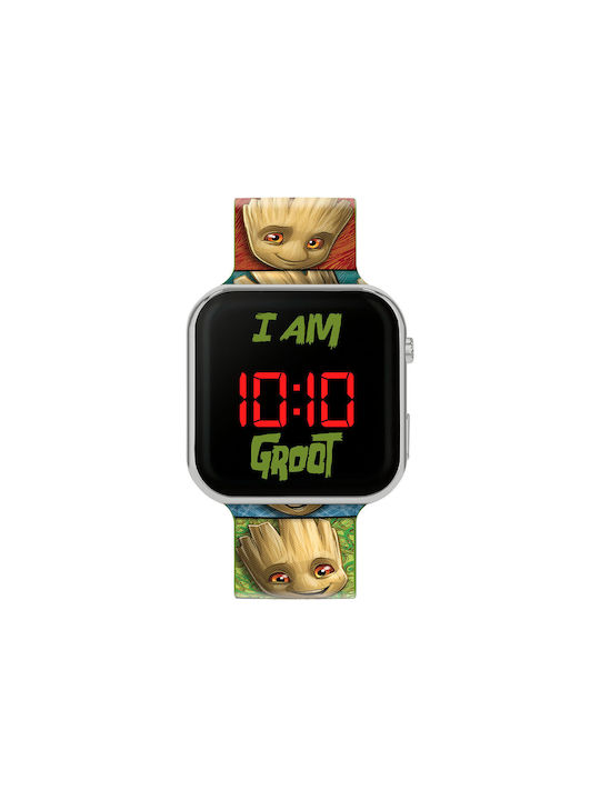 Disney Kids Digital Watch Guardians Of The Galaxy Groot with Rubber/Plastic Strap Green