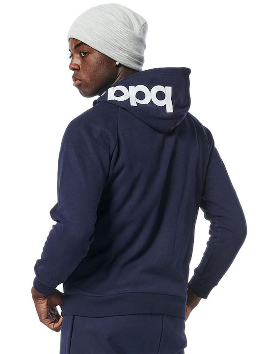 Body Action Men's Sweatshirt Jacket with Hood and Pockets Navy Blue