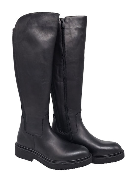 Leather Women's Boots with Rubber Black