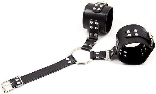 Fetish Addict Adjustable Collar with Restraints Σετ για Δέσιμο Λαιμού & Άκρων Black