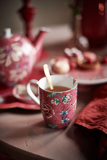 PiP Studio Flower Festival Τουρτιέρα από Πορσελάνη με Πόδι Ροζ 21x21εκ.