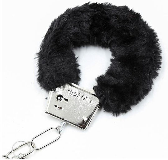 Lovetoy Fetish Pleasure Furry Metal Handcuffs Χειροπέδες Black