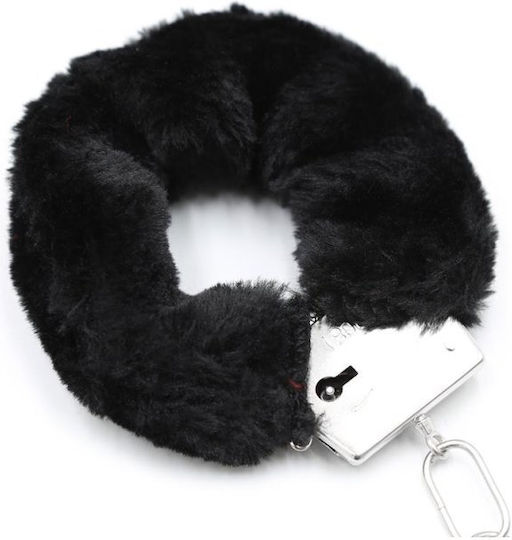 Lovetoy Fetish Pleasure Furry Metal Handcuffs Χειροπέδες Black