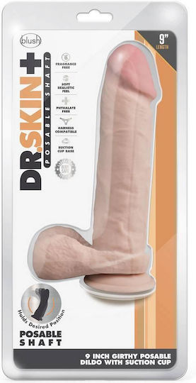 Dr. Skin Plus Thick Posable Ρεαλιστικό Dildo με Όρχεις και Βεντούζα Vanilla 23cm
