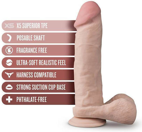 Dr. Skin Plus Thick Posable Ρεαλιστικό Dildo με Όρχεις και Βεντούζα Vanilla 23cm