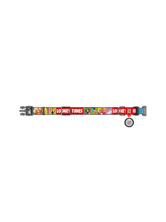 WauDog Looney Tunes Dog Collar In Red Colour με Smart ID 15mm x 23 - 35cm