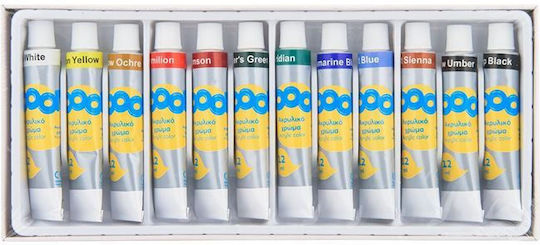 Boom Boom Set Culori Acrilice Pictură Multicolor 12ml 12buc